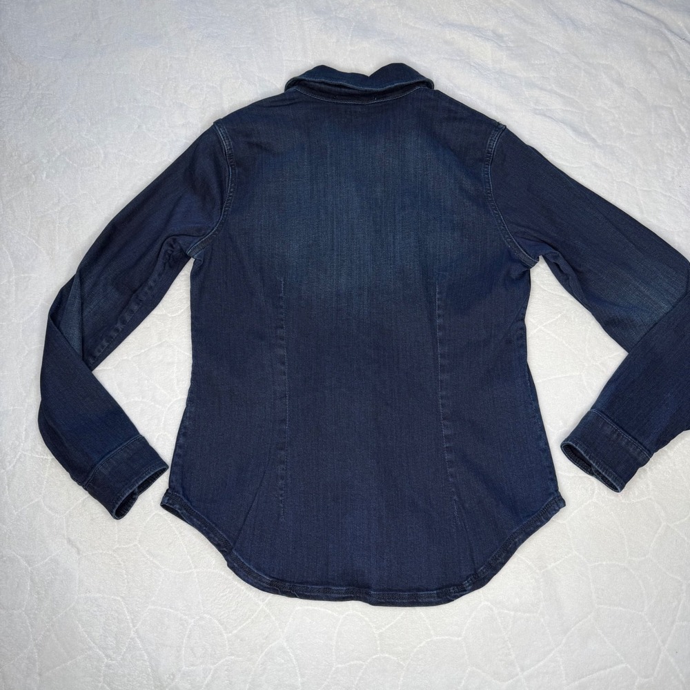 Coldwater Creek Womens S Dark Wash Denim Button Down Shaped Fit Shirt 4004060 - Picture 5 of 10